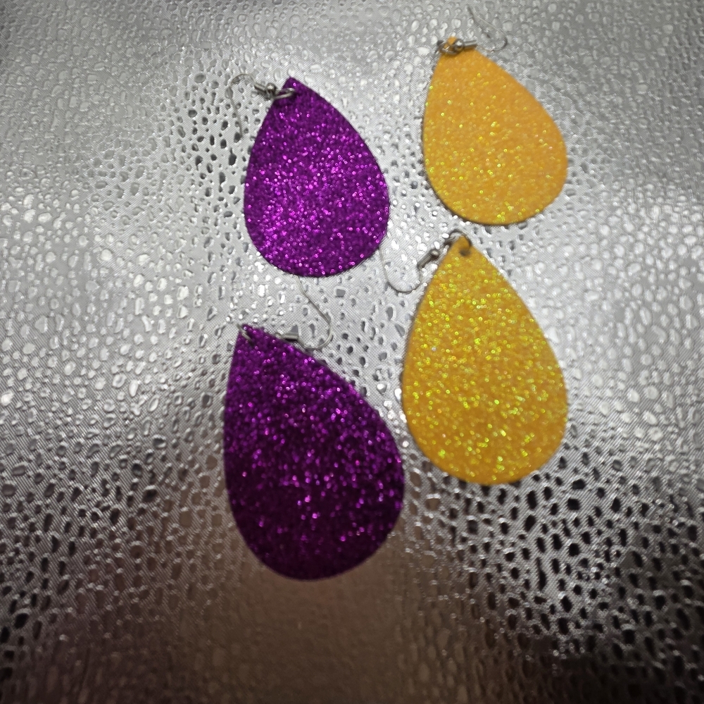 Earrings, Glitter Teardrop Two Pr. Set